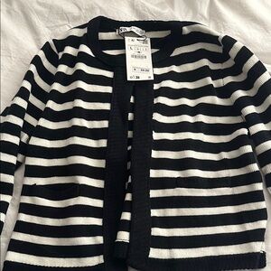Zara navy and White Striped Cardigan BRAND NEW - Size L